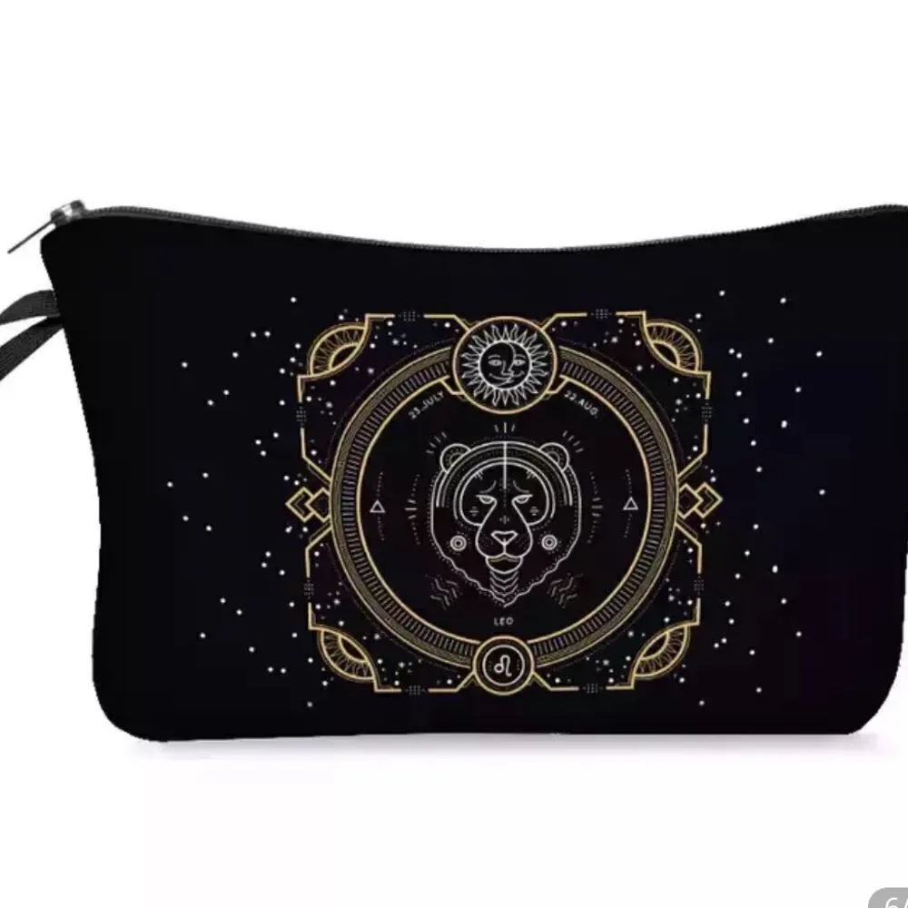 FUDEAM 12 Zodiac Print Pattern Women Waterproof Cosmetic Bag New 2 poly mailers